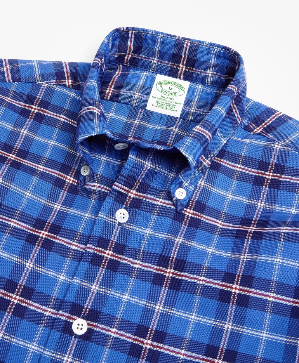 Brooks Brothers Men Milano Fit Oxford Plaid Sport Shirt