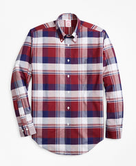 Brooks Brothers Men Madison Fit Oxford Large Plaid Sport Shirt