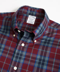 Brooks Brothers Men Non-Iron Regent Fit Burgundy Tartan Sport Shirt