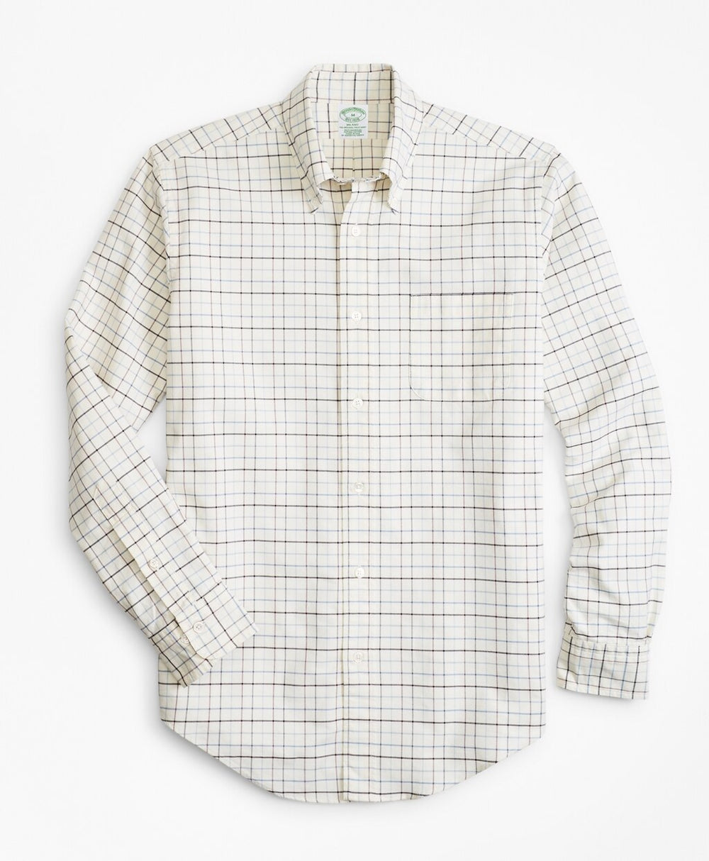 Brooks Brothers Men Milano Fit Oxford Windowpane Sport Shirt