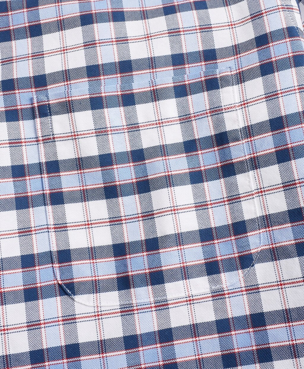 Brooks Brothers Men Madison Fit Oxford Blue and Red Plaid Sport Shirt