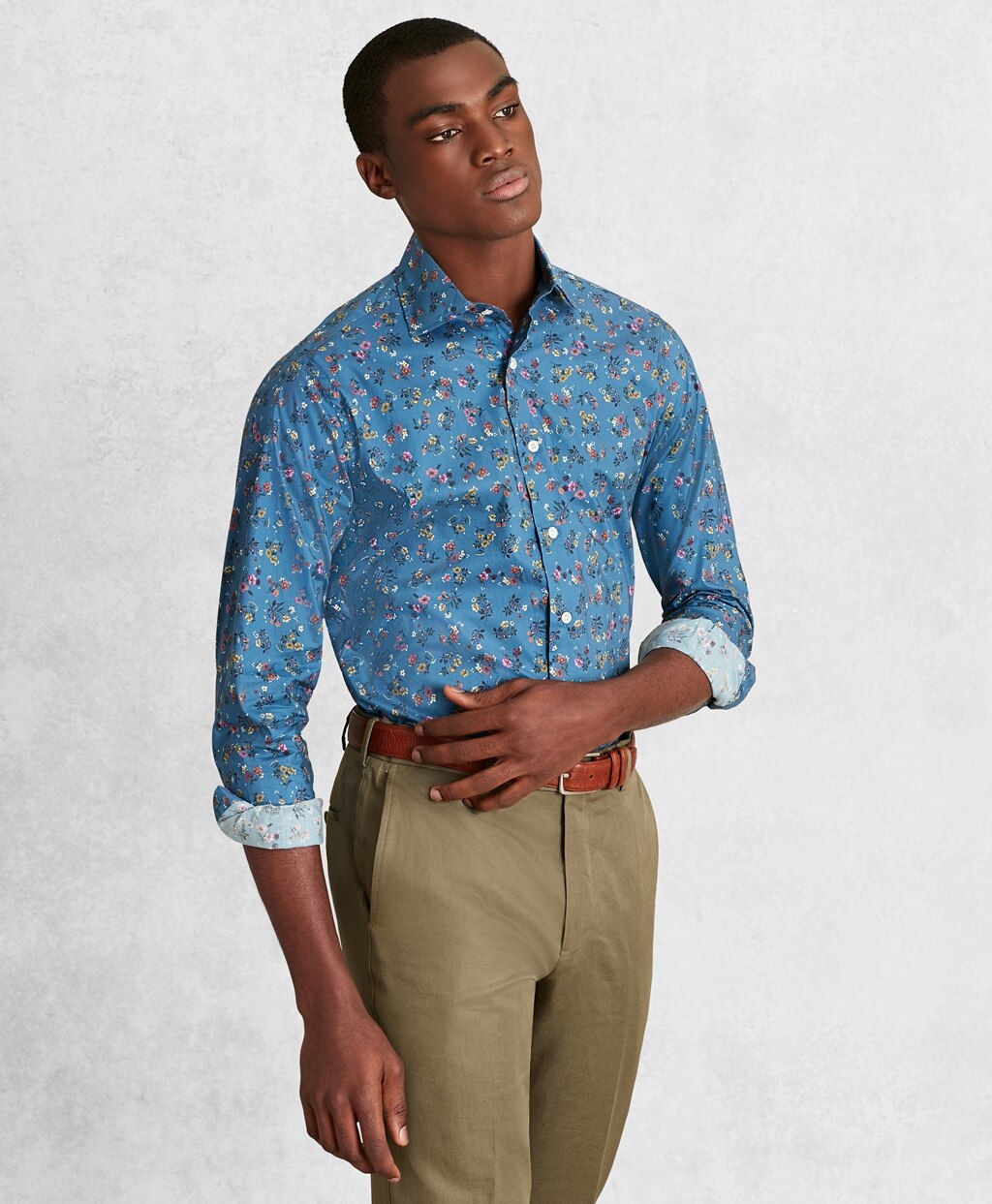 Brooks Brothers Men Golden Fleece® Regent Fit Blue Floral Sport Shirt