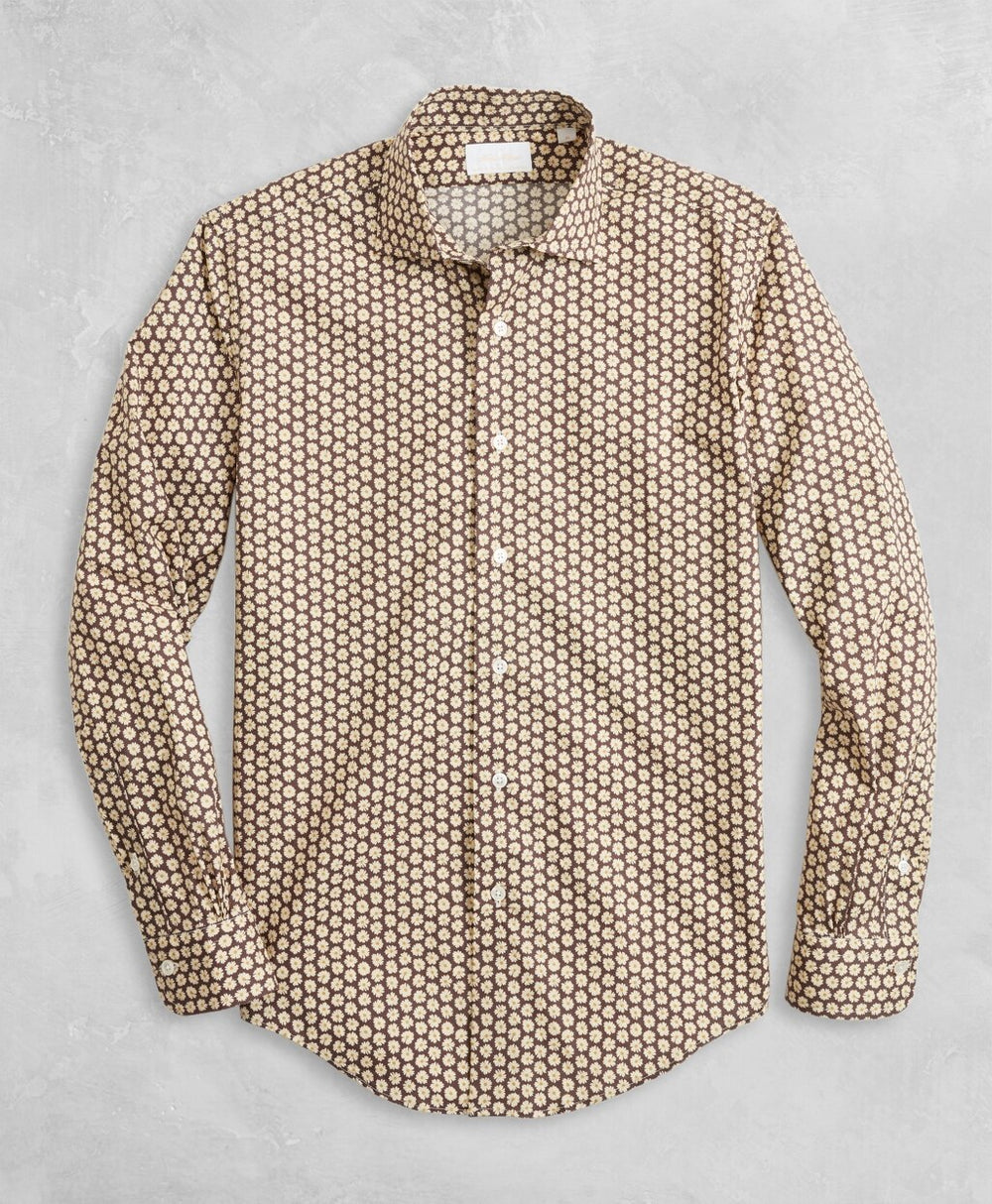 Brooks Brothers Men Golden Fleece® Regent Fit Brown Floral Sport Shirt