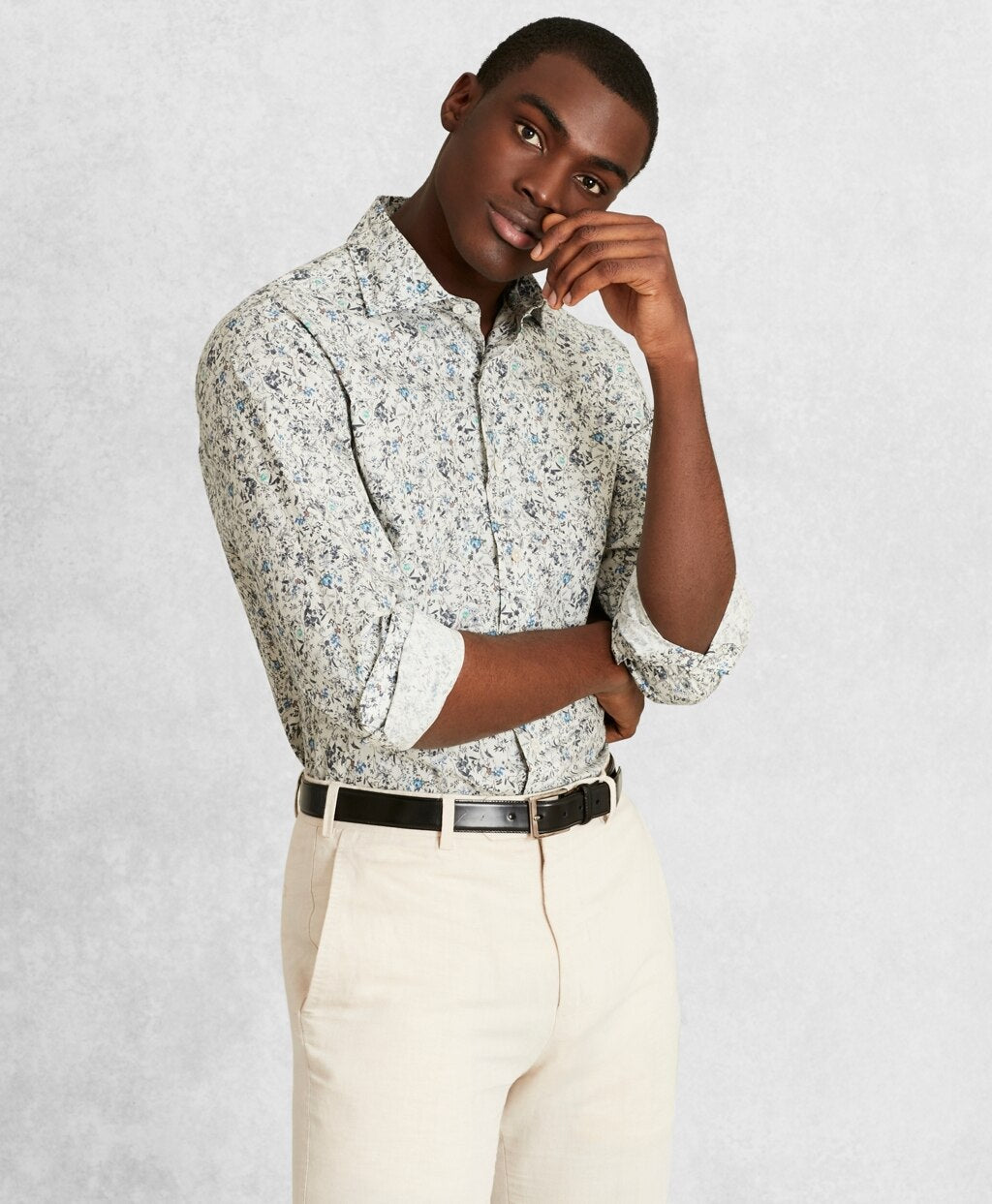 Brooks Brothers Men Golden Fleece® Regent Fit White Floral Sport Shirt