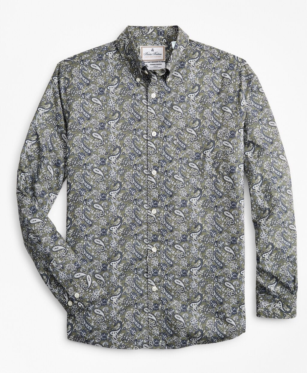 Brooks Brothers Men Luxury Collection Milano Slim-Fit Sport Shirt, Button-Down Collar Paisley Print