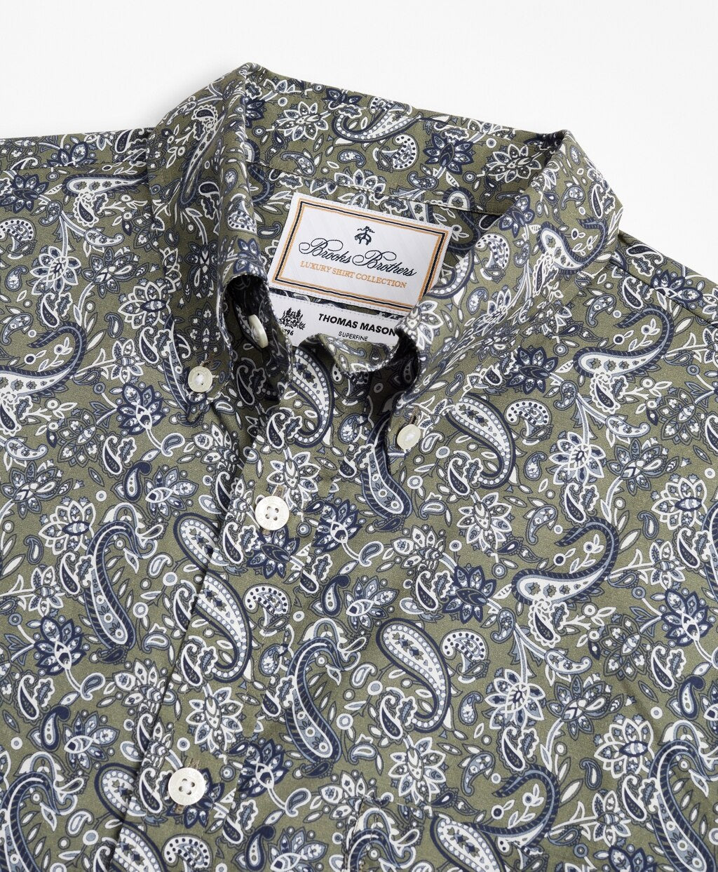 Brooks Brothers Men Luxury Collection Milano Slim-Fit Sport Shirt, Button-Down Collar Paisley Print