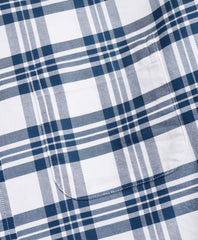 Brooks Brothers Men Milano Fit Oxford Blue and White Plaid Sport Shirt