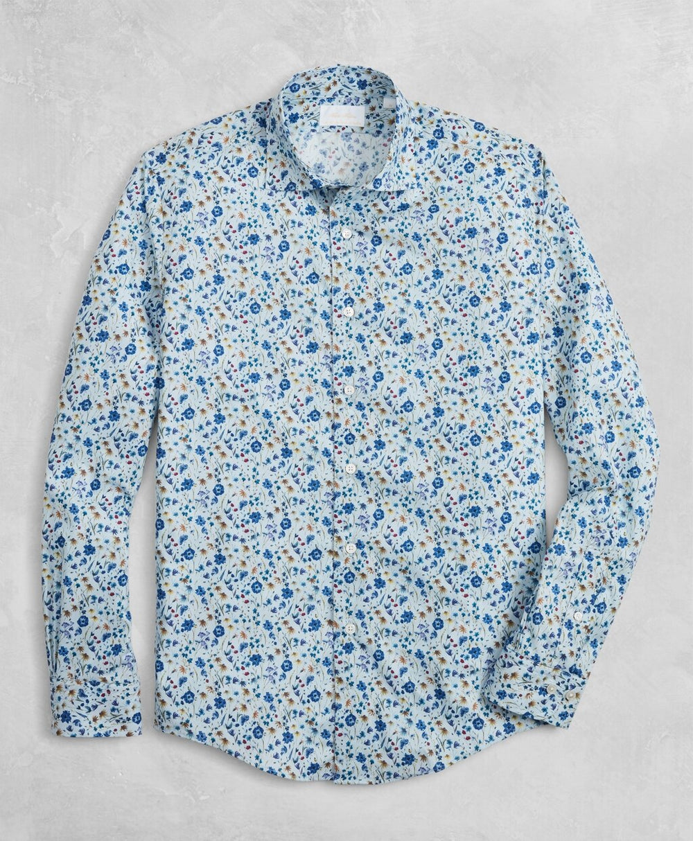Brooks Brothers Men Golden Fleece® Regent Fit Light-Blue Floral Sport Shirt