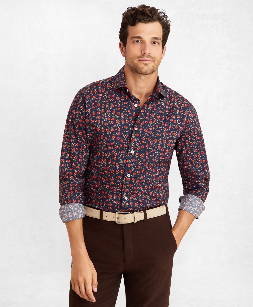 Brooks Brothers Men Golden Fleece® Regent Fit Navy Floral Sport Shirt
