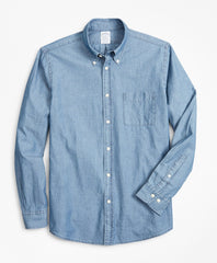 Brooks Brothers Men Regent Fitted Sport Shirt, Indigo Chambray