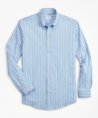 Brooks Brothers Men Regent Fitted Sport Shirt, Performance Series with COOLMAX®, Ground Stripe