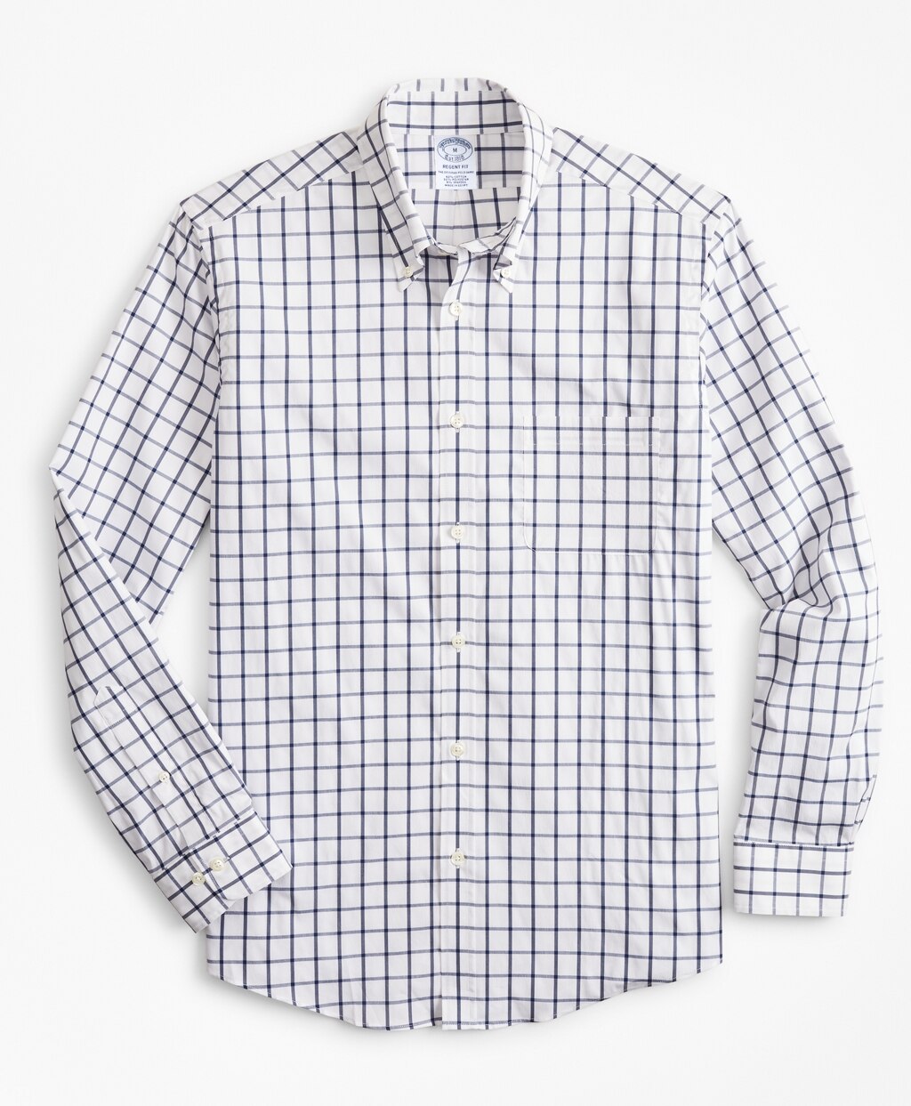 Brooks Brothers Men Regent Fitted Sport Shirt, Performance Series with COOLMAX®, Windowpane