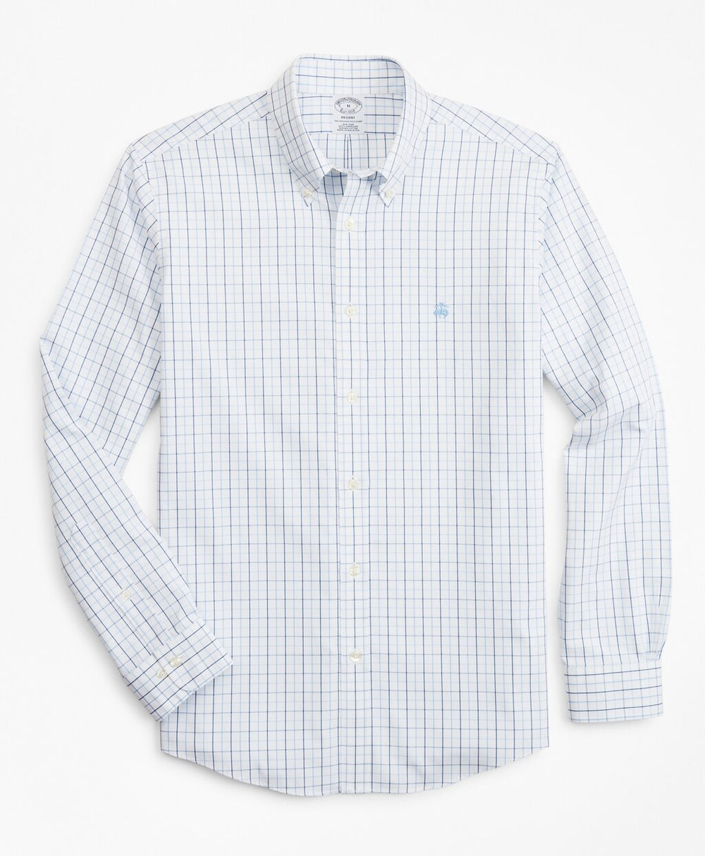 Brooks Brothers Men Stretch Regent Fitted Sport Shirt, Non-Iron Windowpane