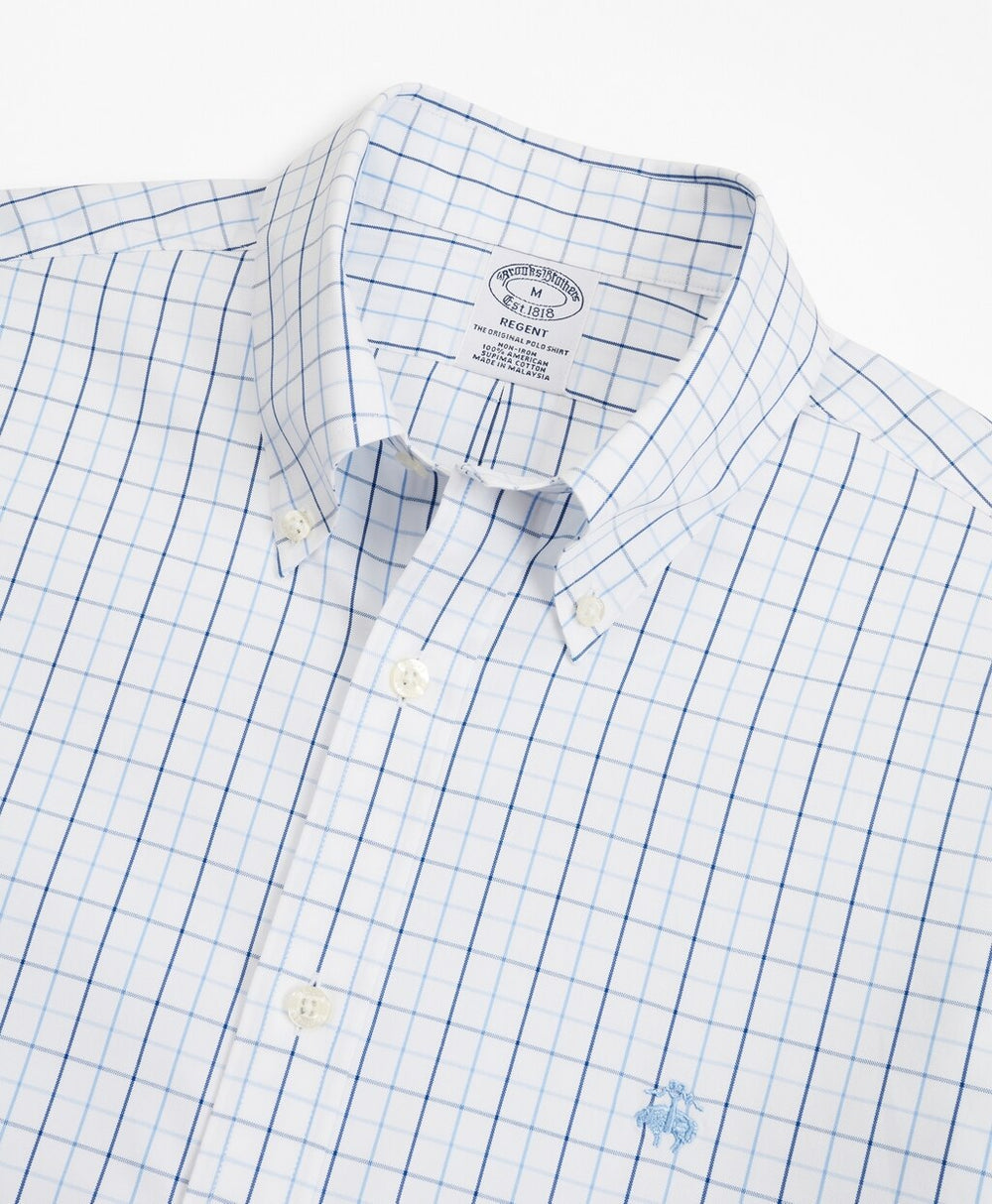 Brooks Brothers Men Stretch Regent Fitted Sport Shirt, Non-Iron Windowpane