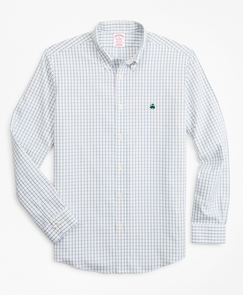Brooks Brothers Men Stretch Madison Classic-Fit Sport Shirt, Non-Iron Windowpane