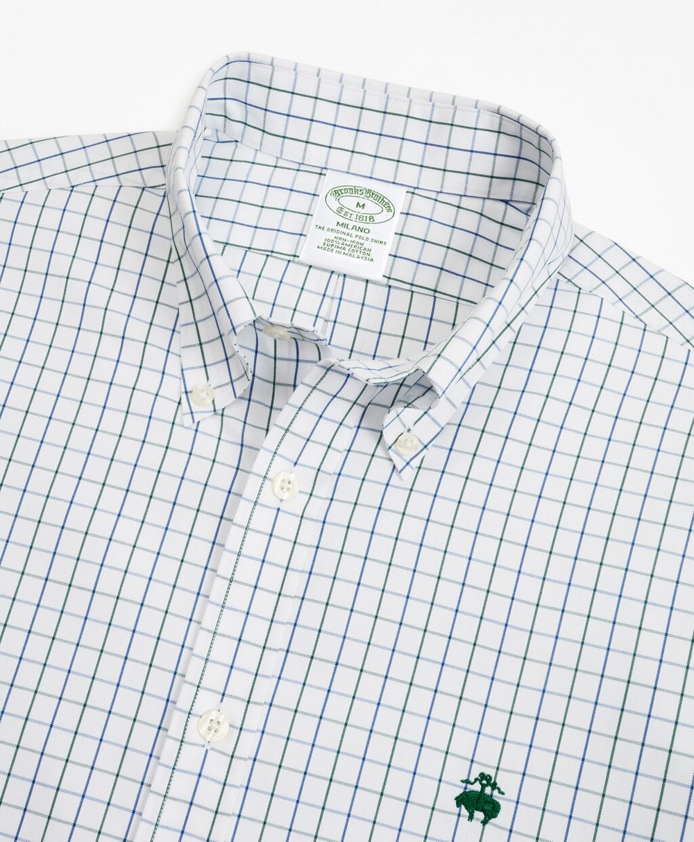 Brooks Brothers Men Stretch Milano Slim-Fit Sport Shirt, Non-Iron Windowpane