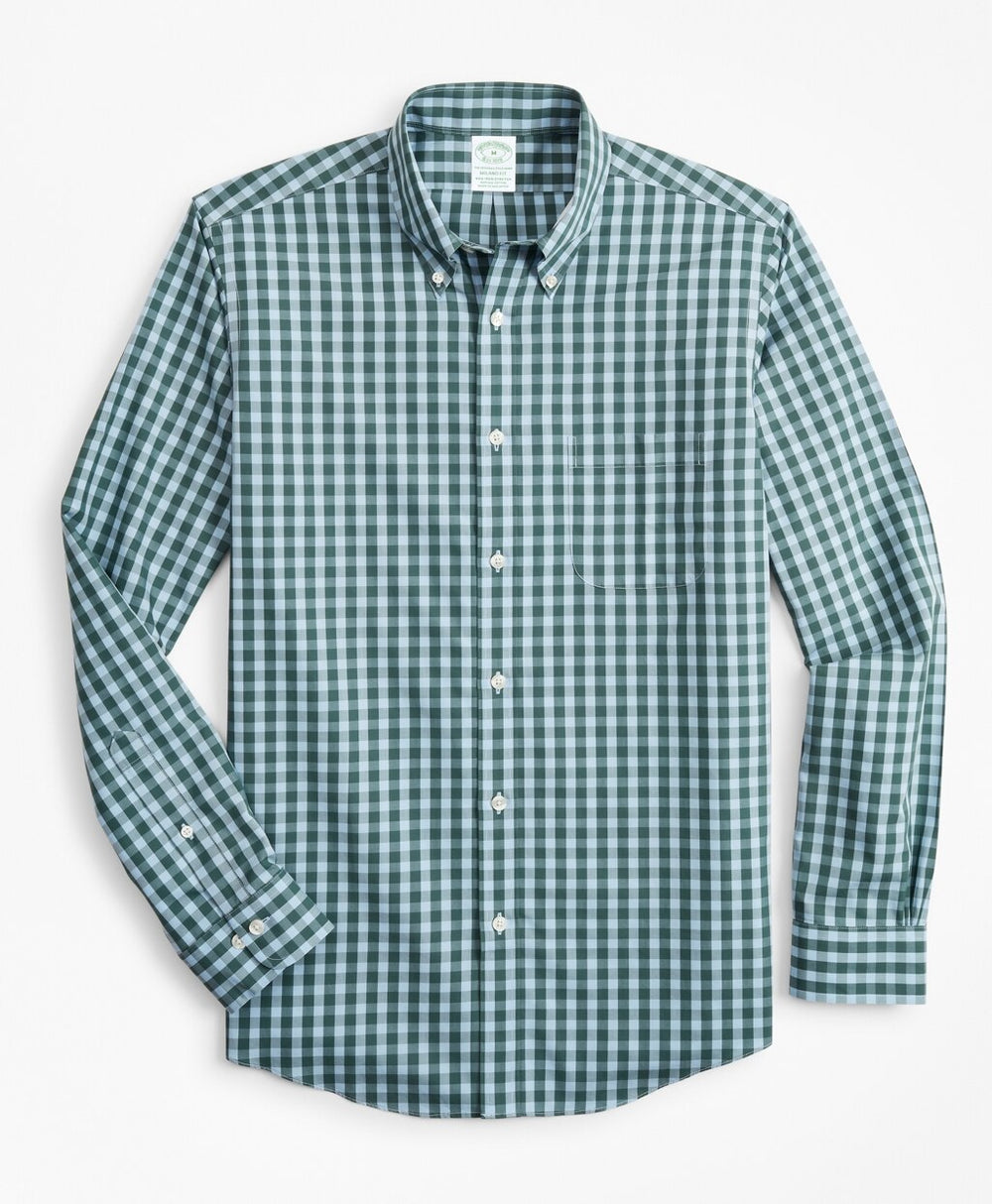 Brooks Brothers Men Stretch Milano Slim-Fit Sport Shirt, Non-Iron Gingham