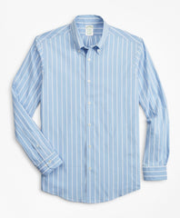 Brooks Brothers Men Milano Slim-Fit Sport Shirt, Performance Series with COOLMAX®, Ground Stripe
