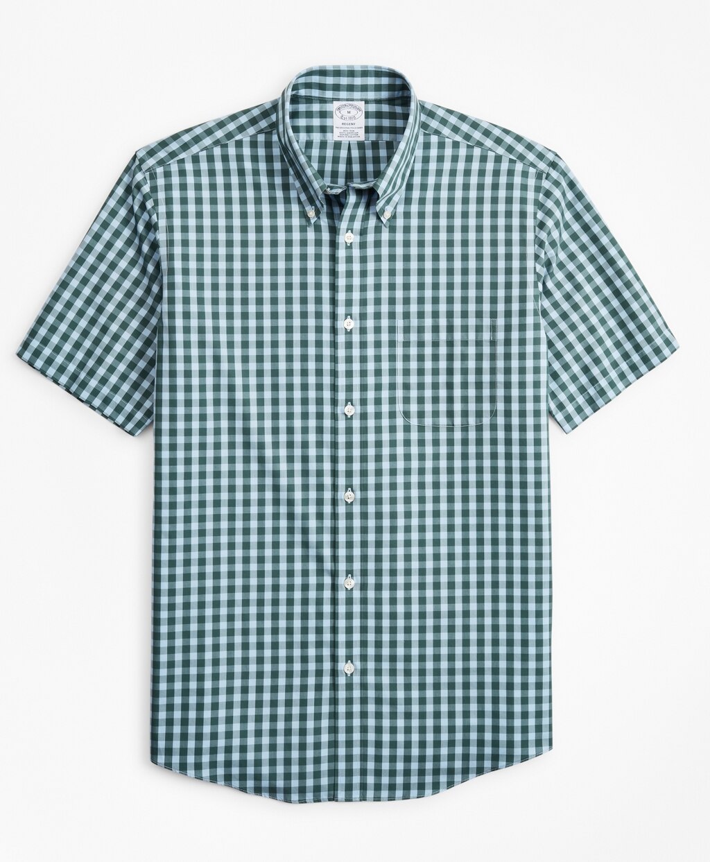 Brooks Brothers Men Stretch Regent Fitted Sport Shirt, Non-Iron Short-Sleeve Gingham