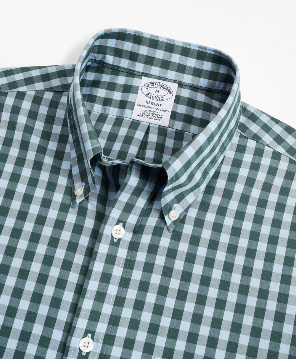 Brooks Brothers Men Stretch Regent Fitted Sport Shirt, Non-Iron Short-Sleeve Gingham