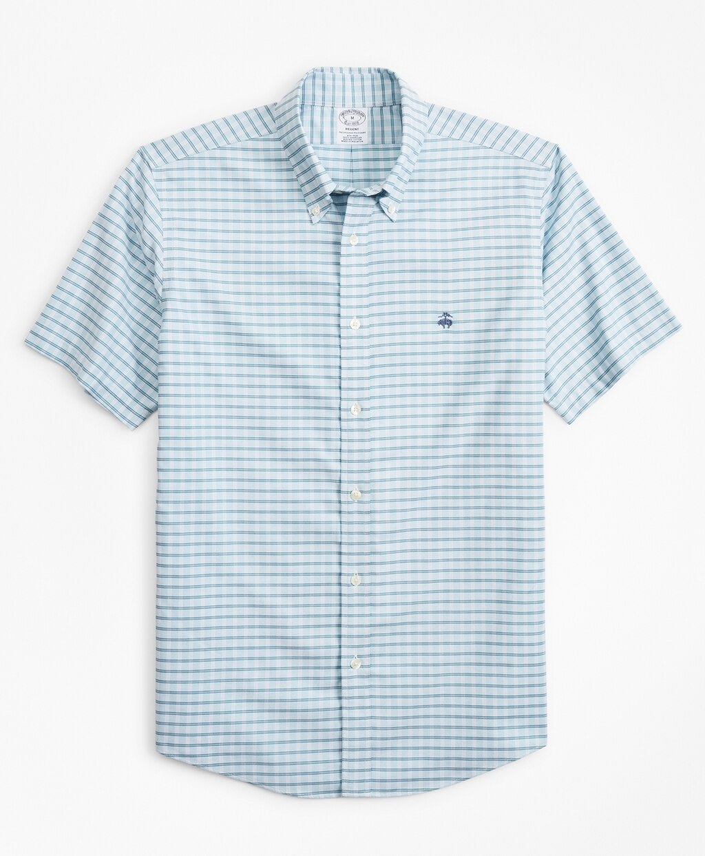 Brooks Brothers Men Stretch Regent Fitted Sport Shirt, Non-Iron Short-Sleeve Check