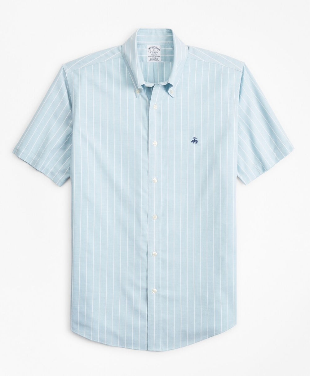 Brooks Brothers Men Stretch Regent Fitted Sport Shirt, Non-Iron Short-Sleeve Stripe
