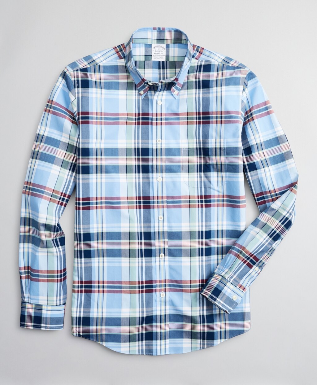 Brooks Brothers Men Stretch Regent Fitted Sport Shirt, Non-Iron Multi-Plaid