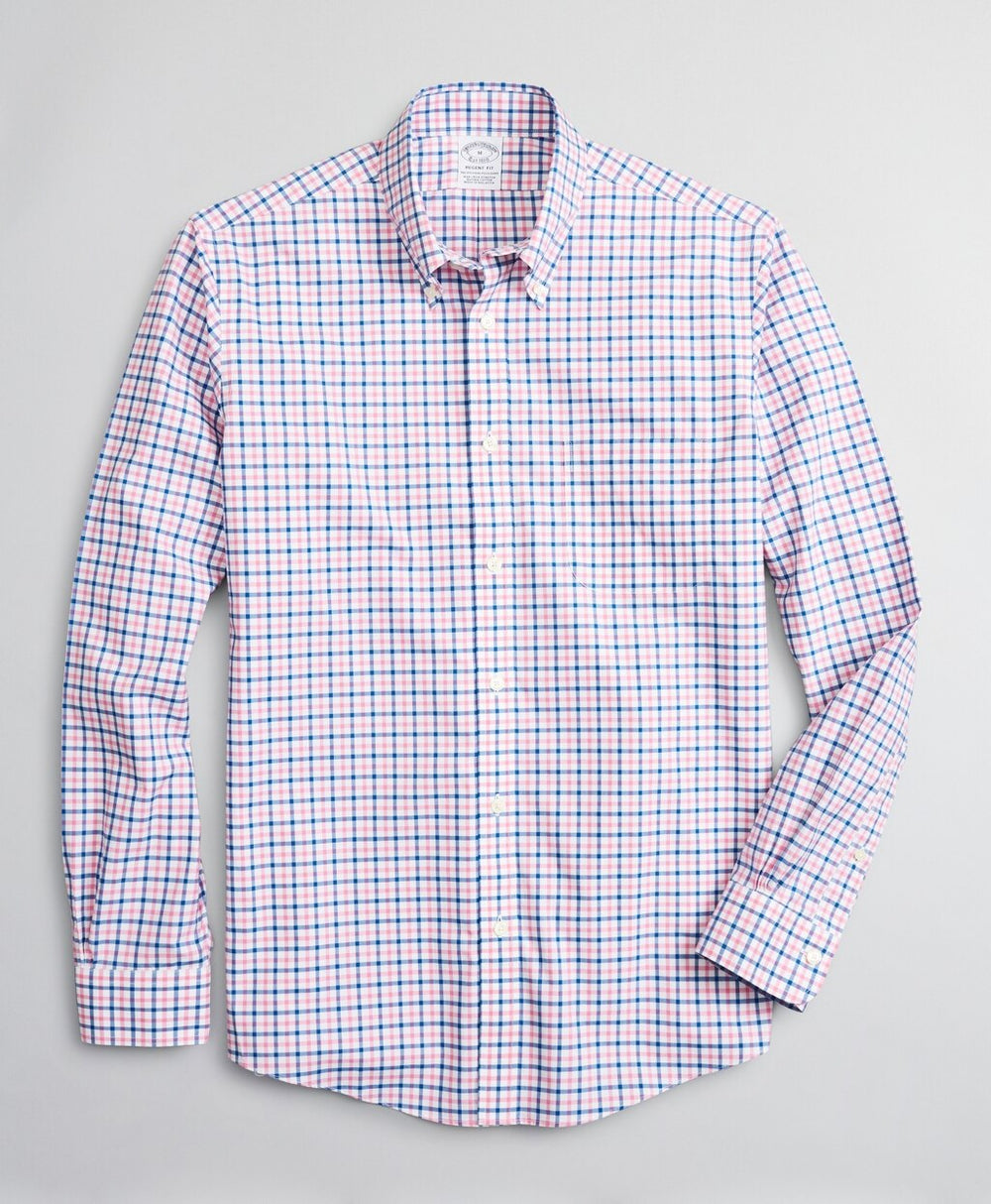 Brooks Brothers Men Stretch Regent Fitted Sport Shirt, Non-Iron Windowpane