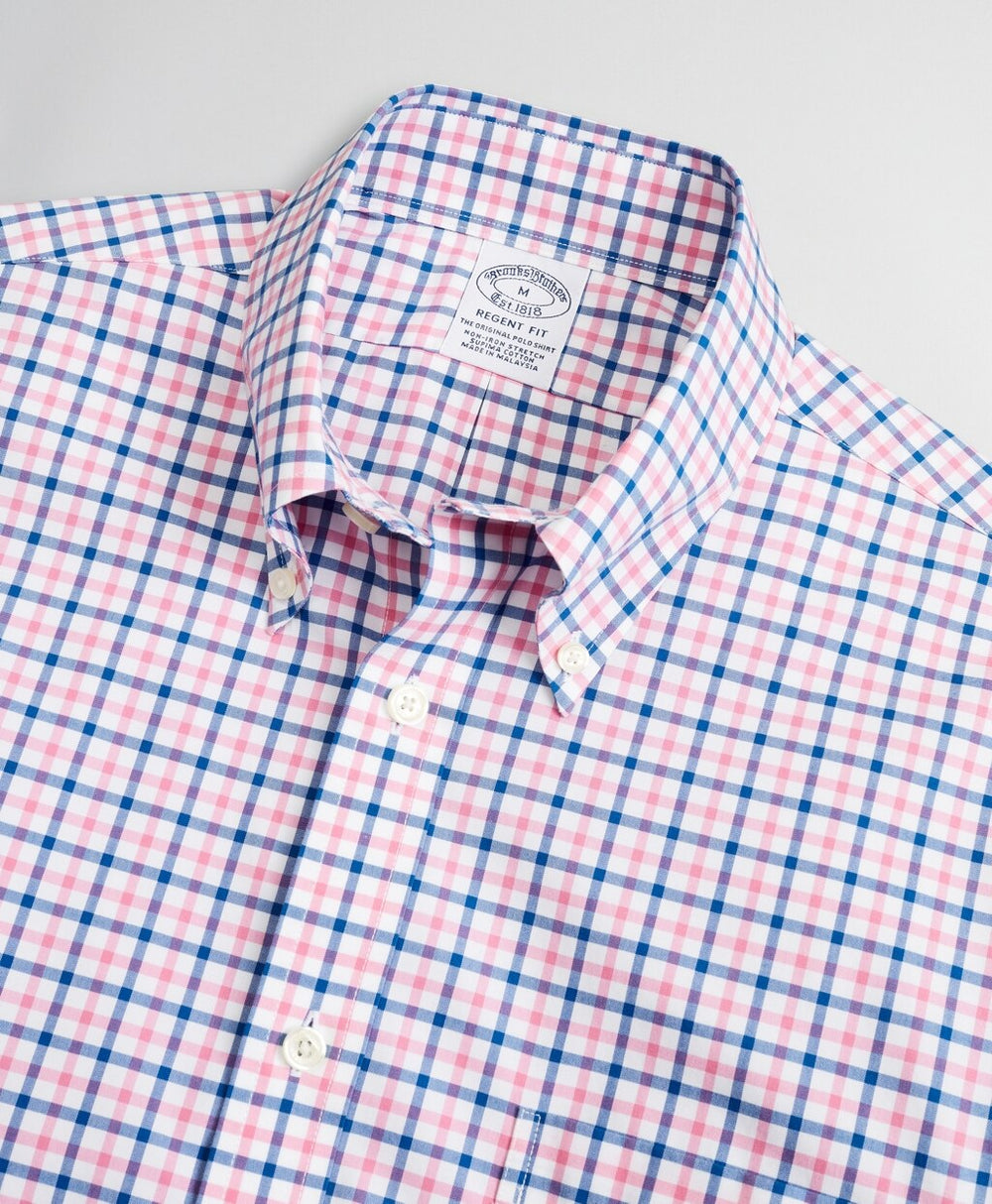 Brooks Brothers Men Stretch Regent Fitted Sport Shirt, Non-Iron Windowpane