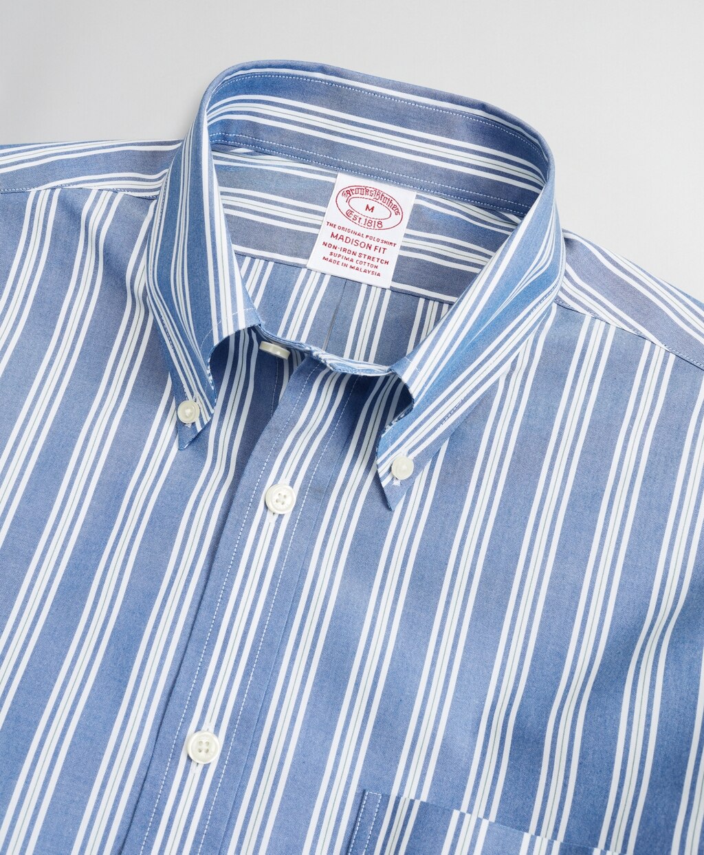 Brooks Brothers Men Stretch Madison Classic-Fit Sport Shirt, Non-Iron Awning Stripe