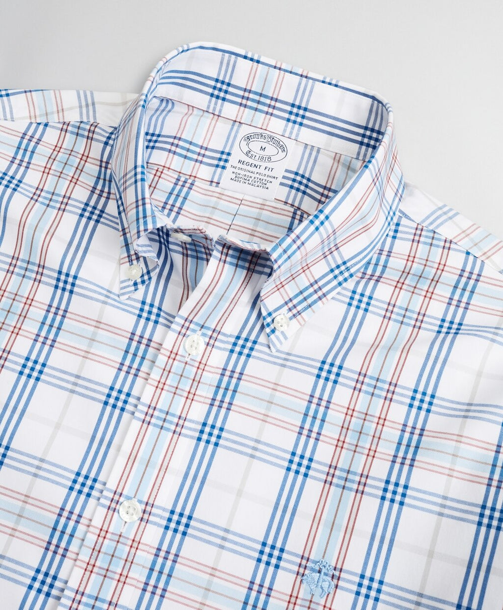 Brooks Brothers Men Stretch Regent Fitted Sport Shirt, Non-Iron Multi-Plaid