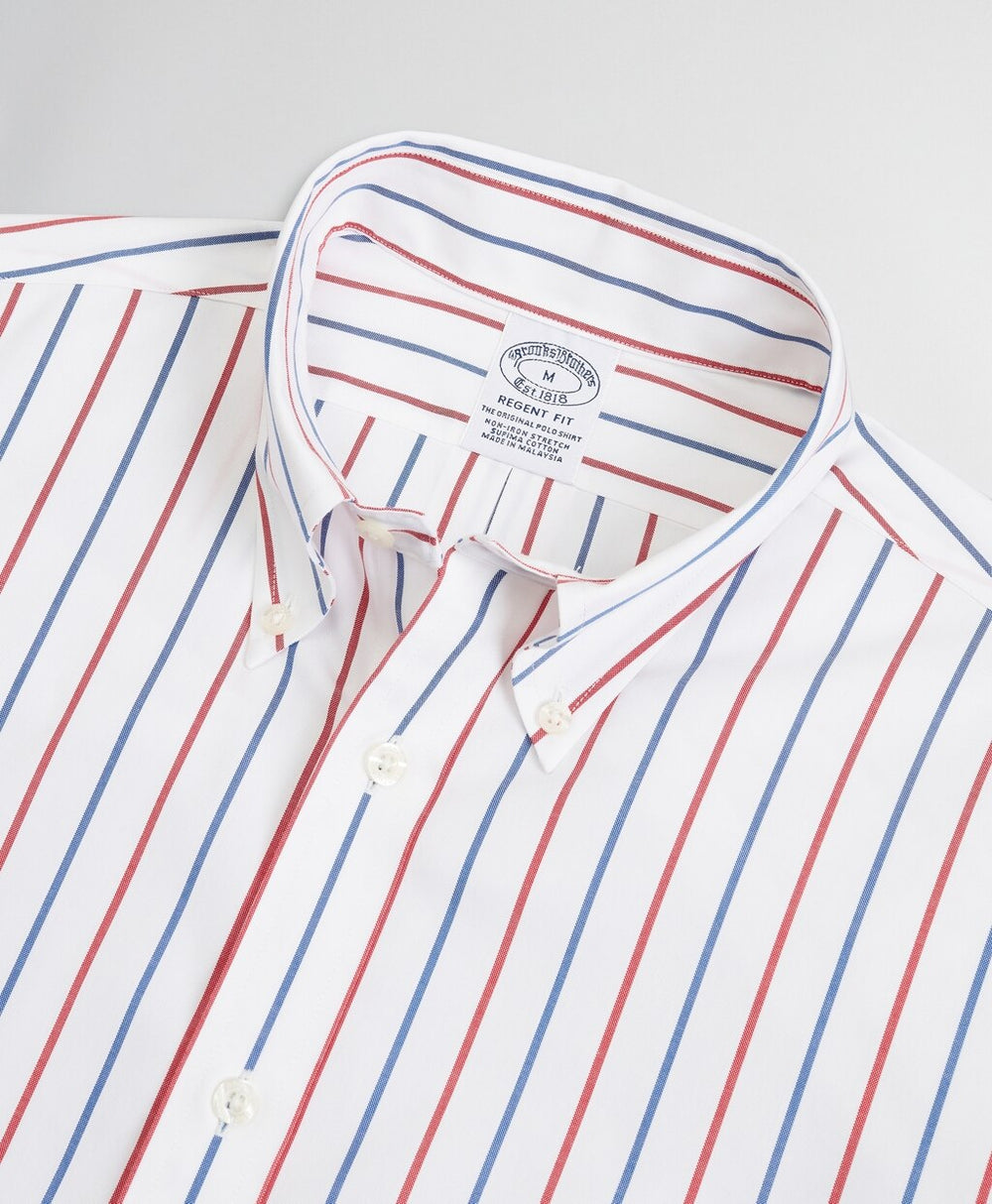 Brooks Brothers Men Stretch Regent Fitted Sport Shirt, Non-Iron Stripe