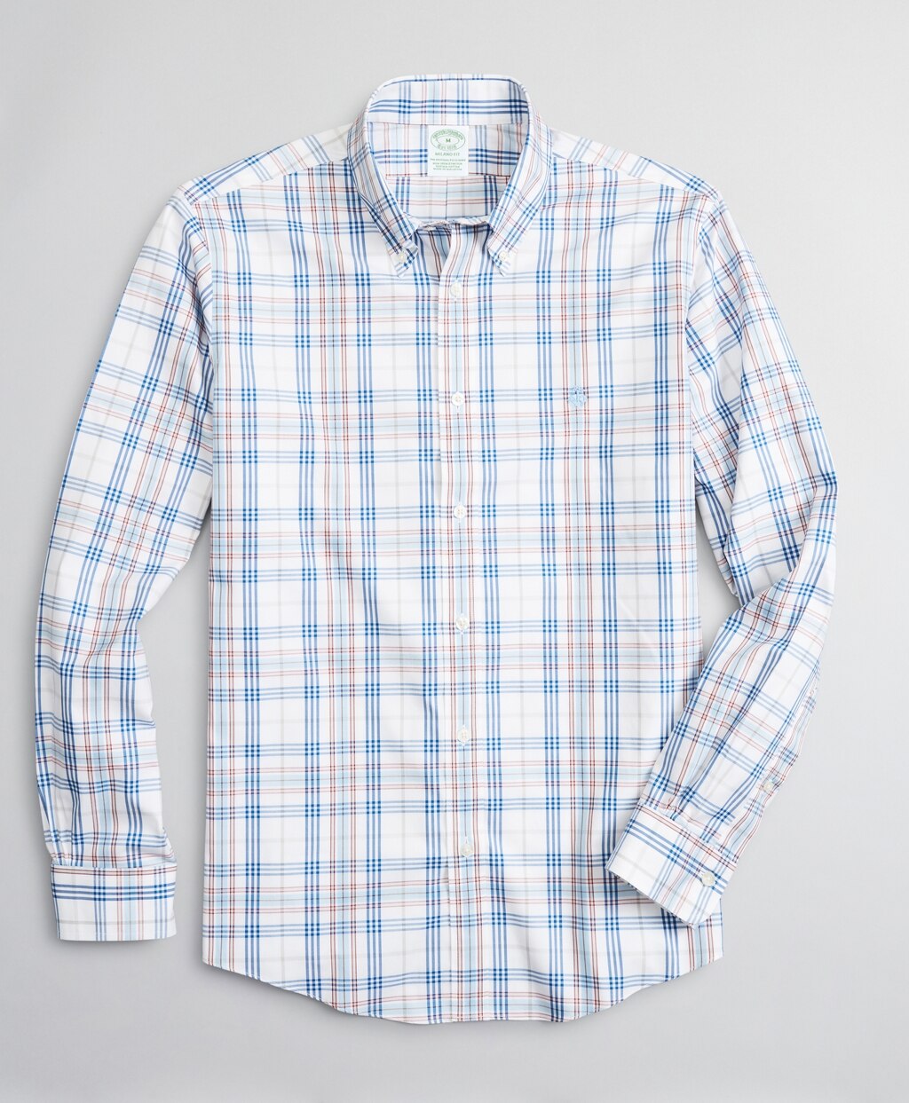 Brooks Brothers Men Stretch Milano Slim-Fit Sport Shirt, Non-Iron Multi-Plaid