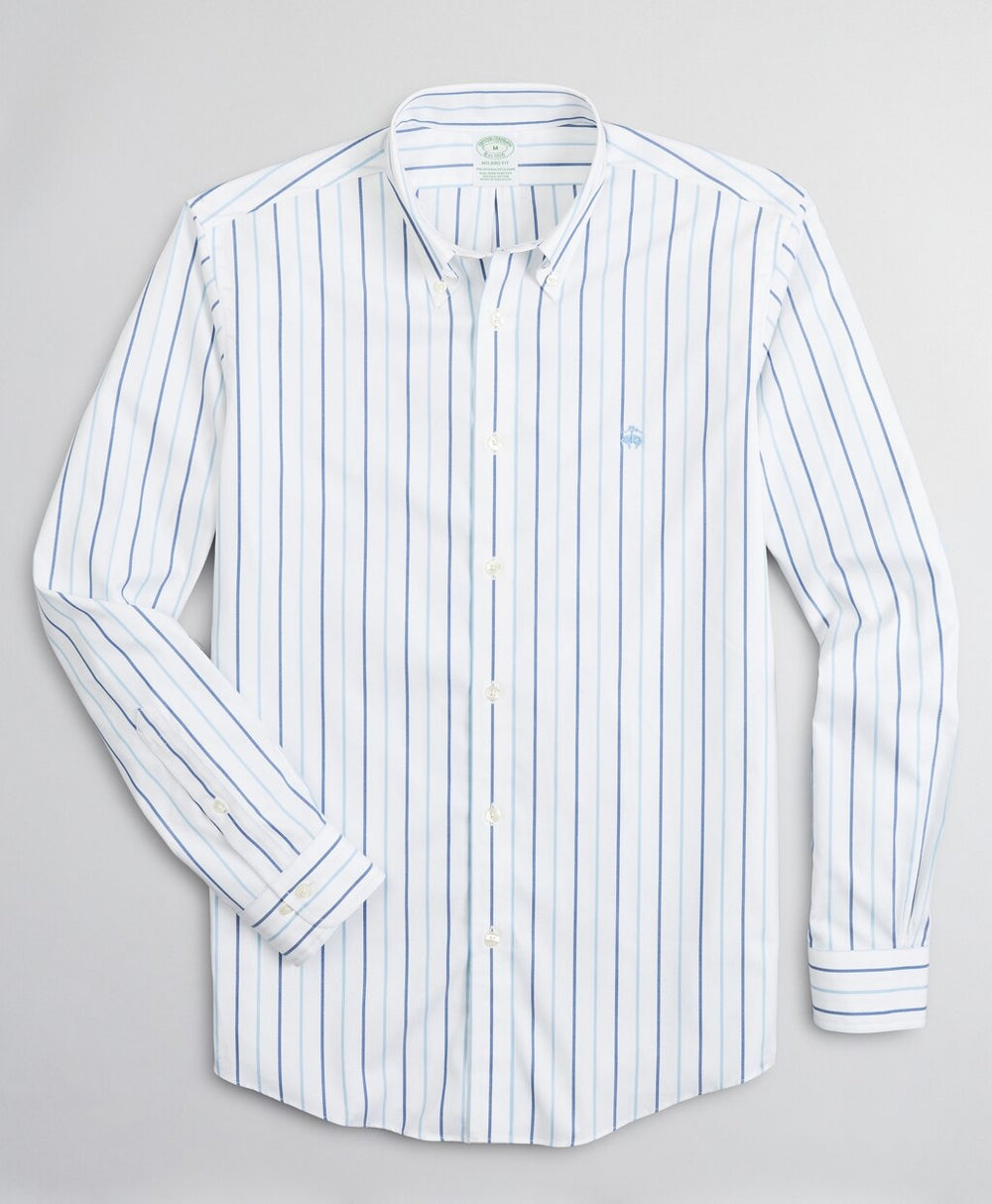 Brooks Brothers Men Stretch Milano Slim-Fit Sport Shirt, Non-Iron Stripe