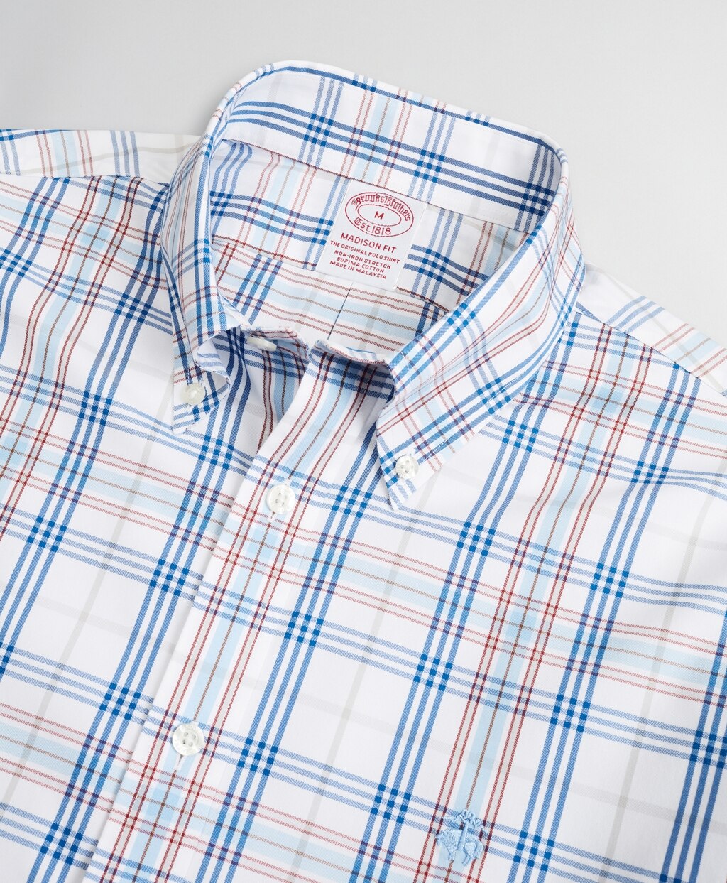 Brooks Brothers Men Stretch Madison Classic-Fit Sport Shirt, Non-Iron Multi-Plaid