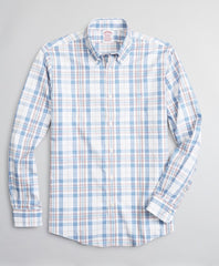 Brooks Brothers Men Stretch Madison Classic-Fit Sport Shirt, Non-Iron Multi-Plaid