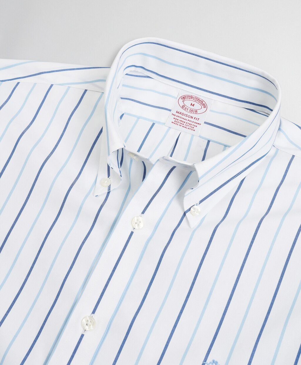 Brooks Brothers Men Stretch Madison Classic-Fit Sport Shirt, Non-Iron Stripe
