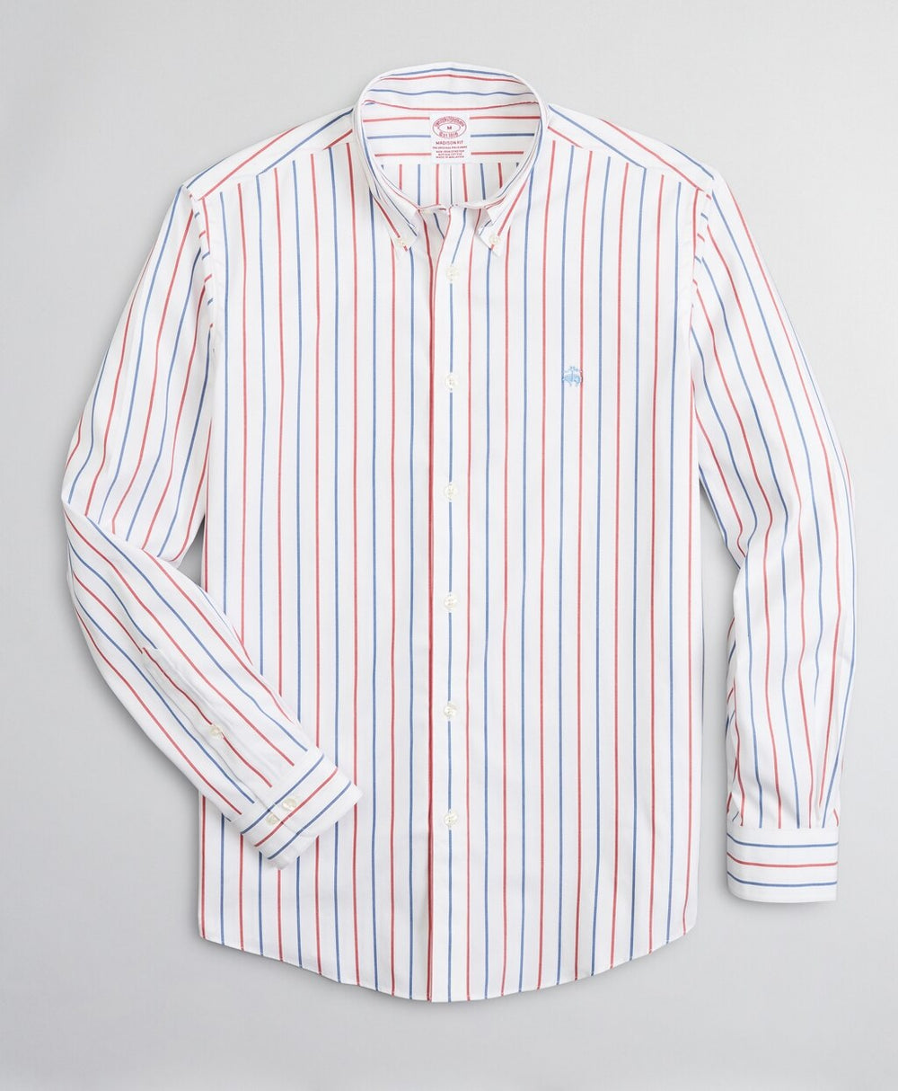 Brooks Brothers Men Stretch Madison Classic-Fit Sport Shirt, Non-Iron Stripe