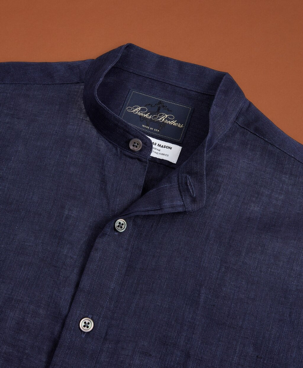 Brooks Brothers Men Golden Fleece® Regent Fit Band Collar Linen Sport Shirt
