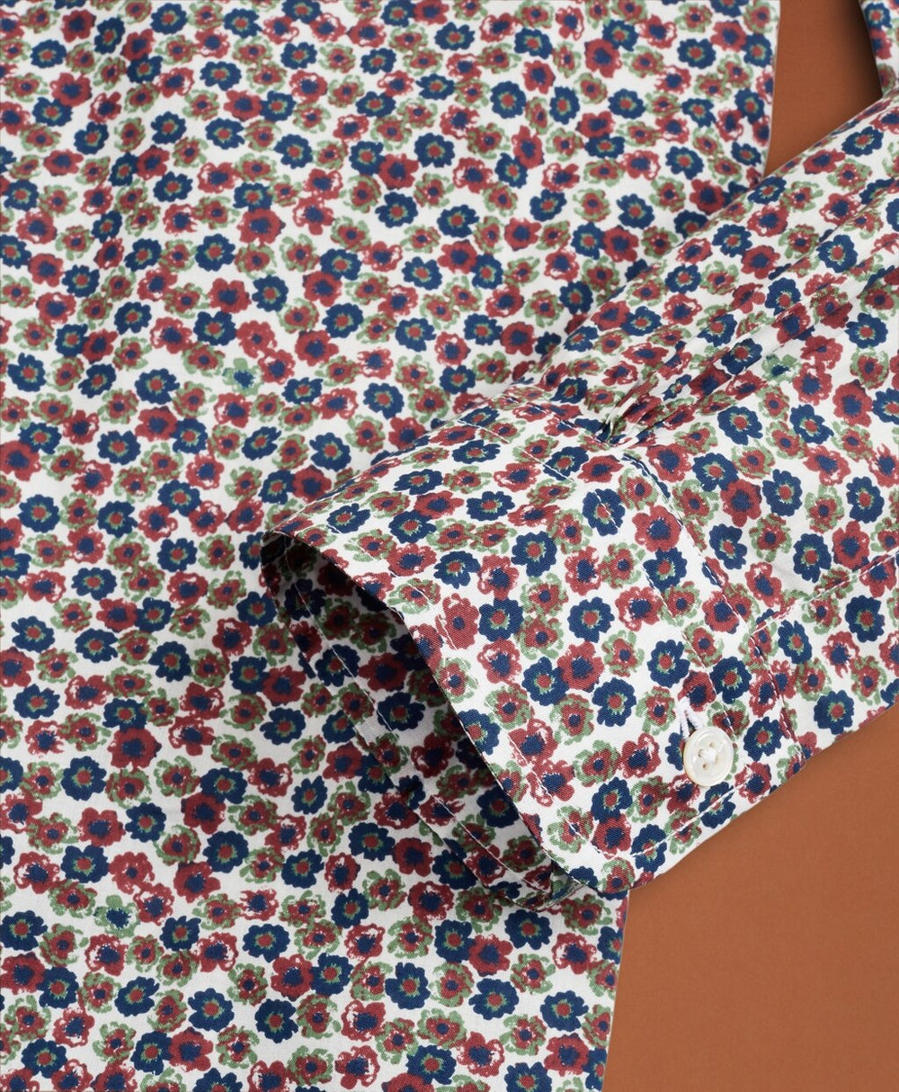 Brooks Brothers Men Golden Fleece® Regent Fit Navy Flower-Print Poplin Sport Shirt