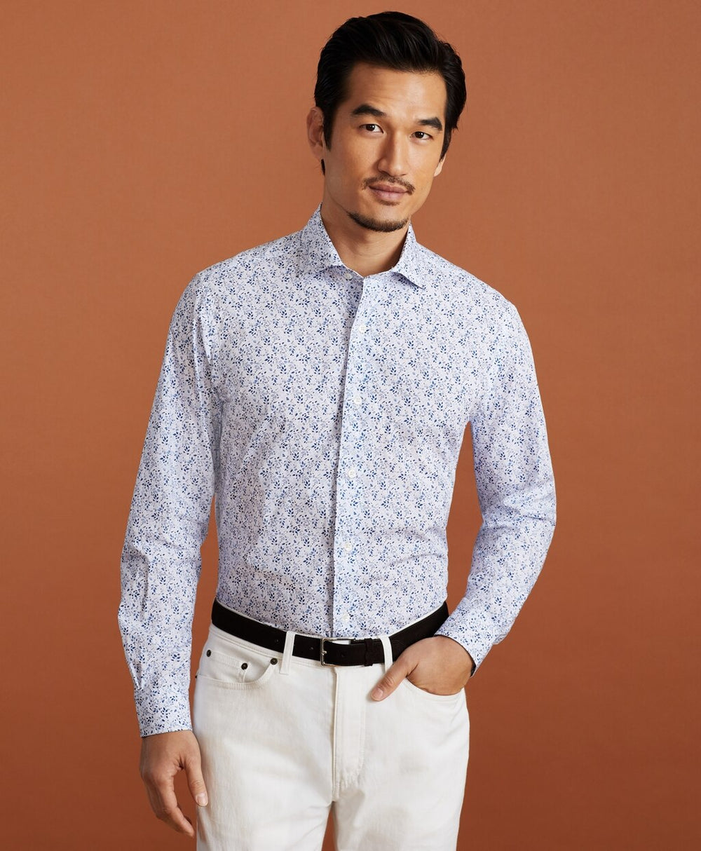 Brooks Brothers Men Golden Fleece® Regent Fit Flower-Print Poplin Sport Shirt