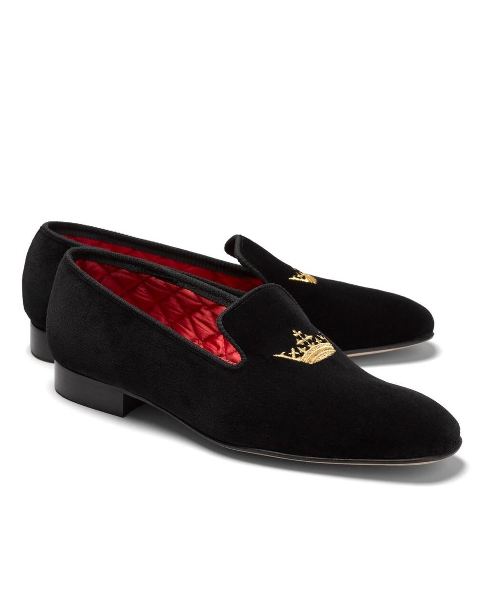 Brooks Brothers Men Velvet Crown Slippers