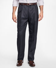 Brooks Brothers Men Madison Fit Pleat-Front Stretch Flannel Trousers