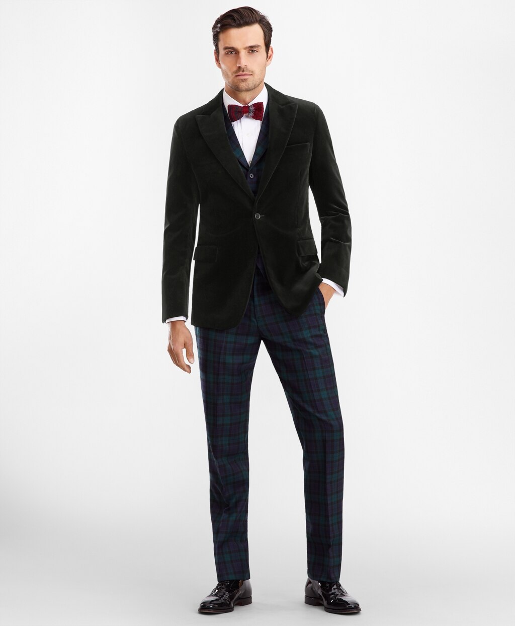 Brooks Brothers Men Regent Fit Black Watch Wool Trousers