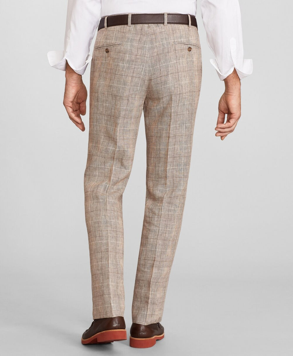 Brooks Brothers Men Madison Fit Check Linen Trousers