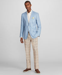 Brooks Brothers Men Milano Fit Check Linen Trousers