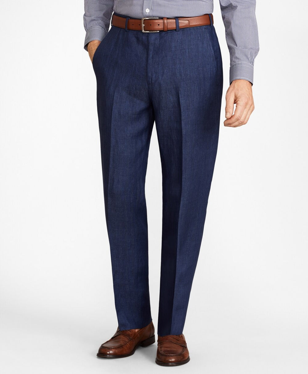 Brooks Brothers Men Madison Fit Herringbone Linen Trousers