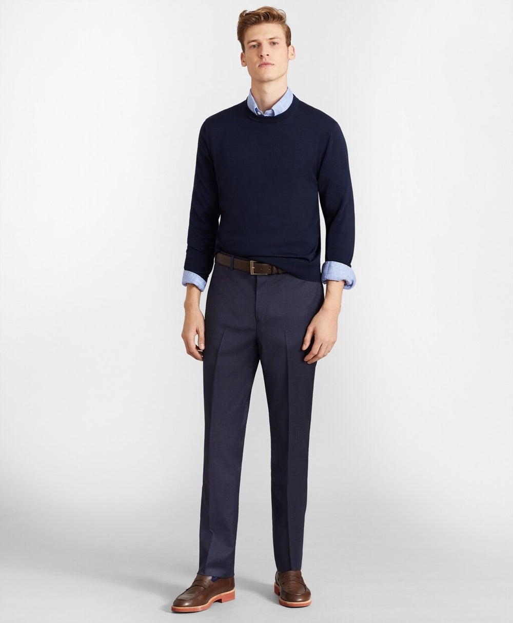 Brooks Brothers Men BrooksFlex™ Milano-Fit Wool Trousers, Unfinished Hem