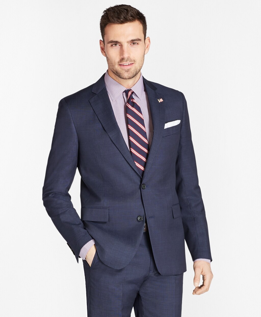 Brooks Brothers Men Regent Fit Tic with Stripe 1818 Suit