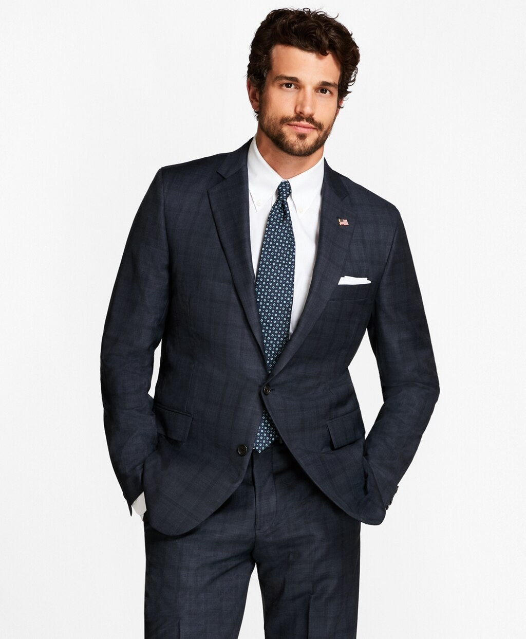 Brooks Brothers Men Golden Fleece® Regent Fit  Windowpane Suit